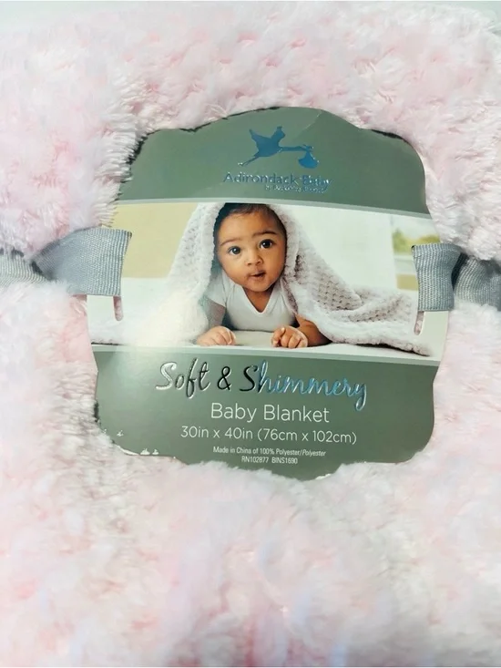 Adirondack Baby by Berkshire My Cozy Baby Roses & Shimmery Pink Blanket Lot of 2 - Picture 8 of 11